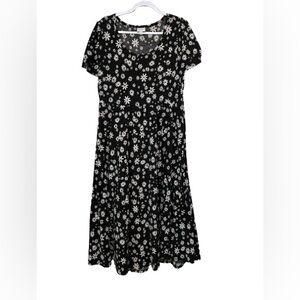 LuLaRoe black and white floral print knee-length dress EUC